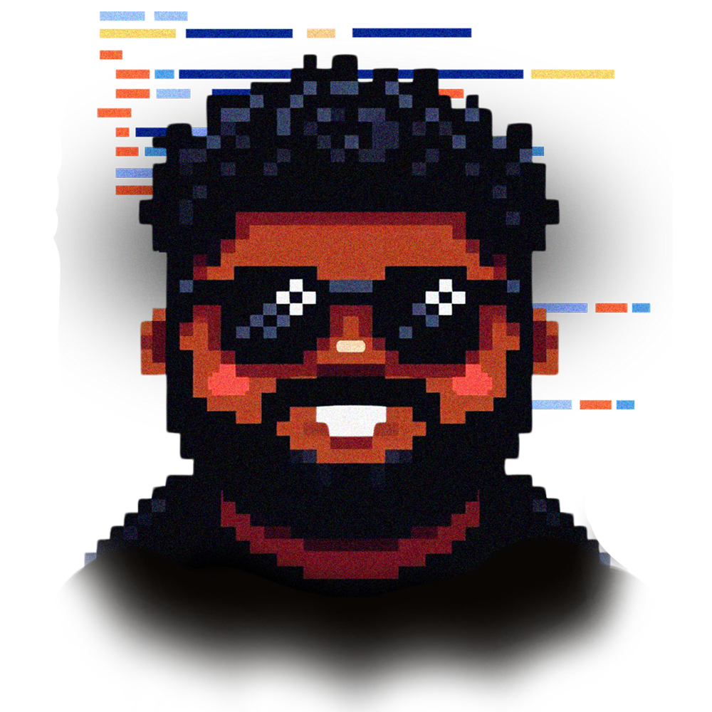 ilustração em pixel art de um programador programando